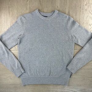 M Ben Sherman Gray Textured Knit Crewneck Sweater Cotton Blend Pullover